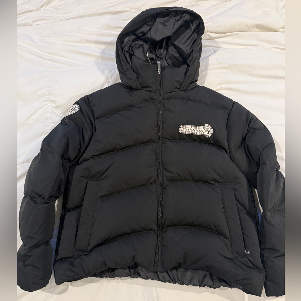 Black Insulated Puffer Coat with Hood